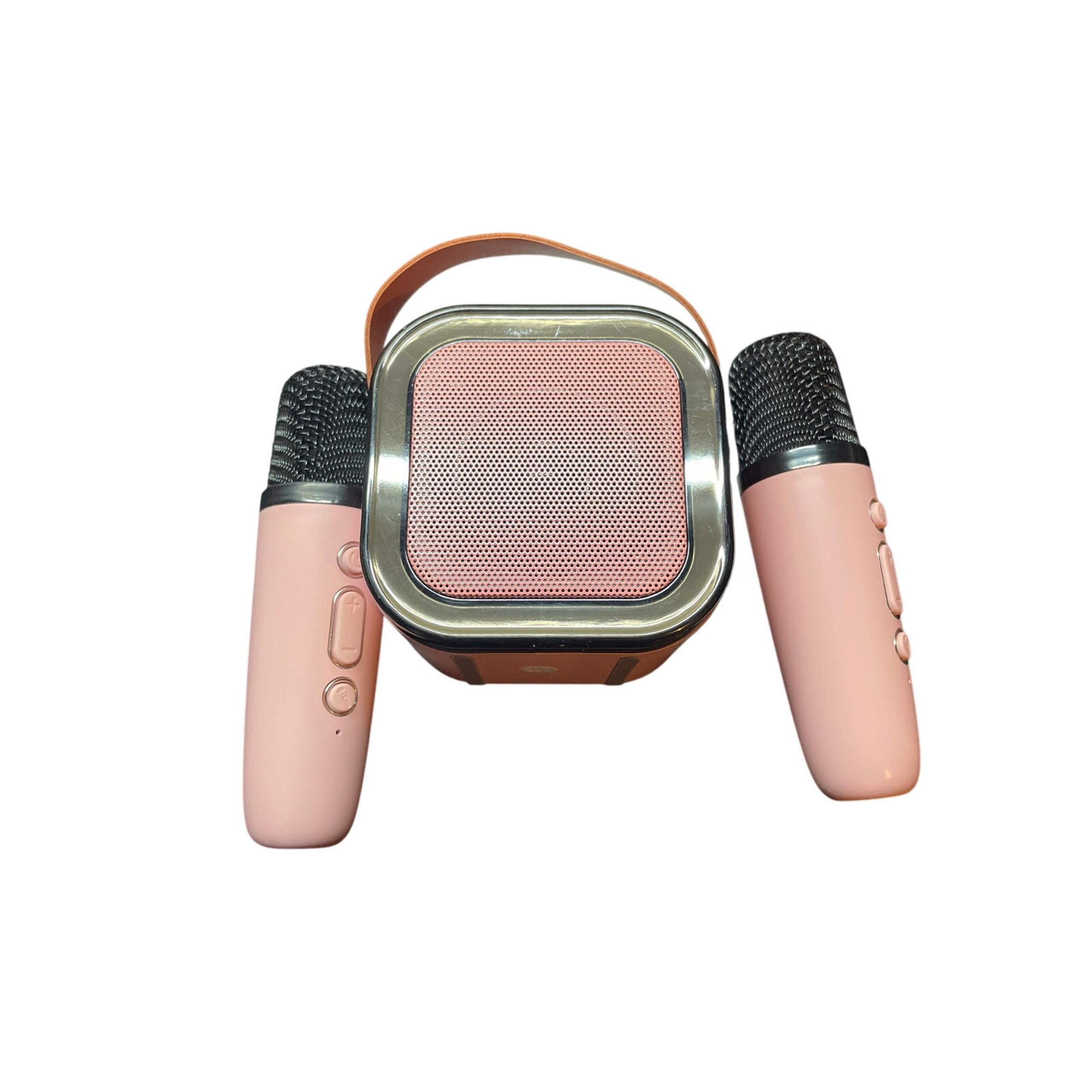 Portable Karaoke Machine for Kids & Adults Bluetooth Speaker w/ 2 Mics PINK