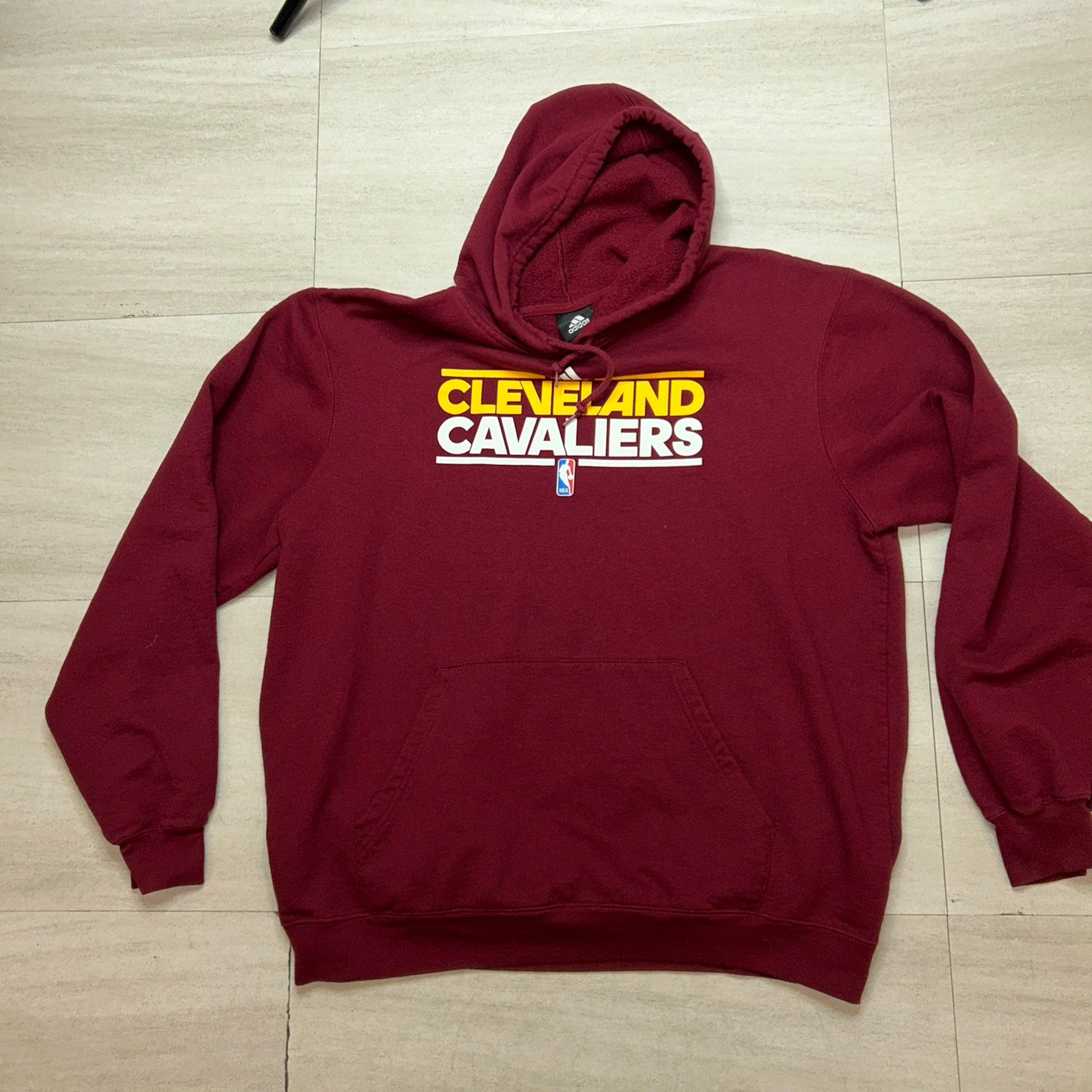 Cleveland Cavs Cavaliers Hoodie Sweatshirt Wine Size XL Adidas NBA Basketball