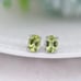 Genuine Oval Peridot (August) Gemstone 14K White Gold Stud Earrings, NWT