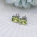 Genuine Oval Peridot (August) Gemstone 14K White Gold Stud Earrings, NWT
