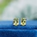 Genuine Oval Peridot (August) Gemstone 14K White Gold Stud Earrings, NWT