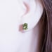 Genuine Oval Peridot (August) Gemstone 14K White Gold Stud Earrings, NWT