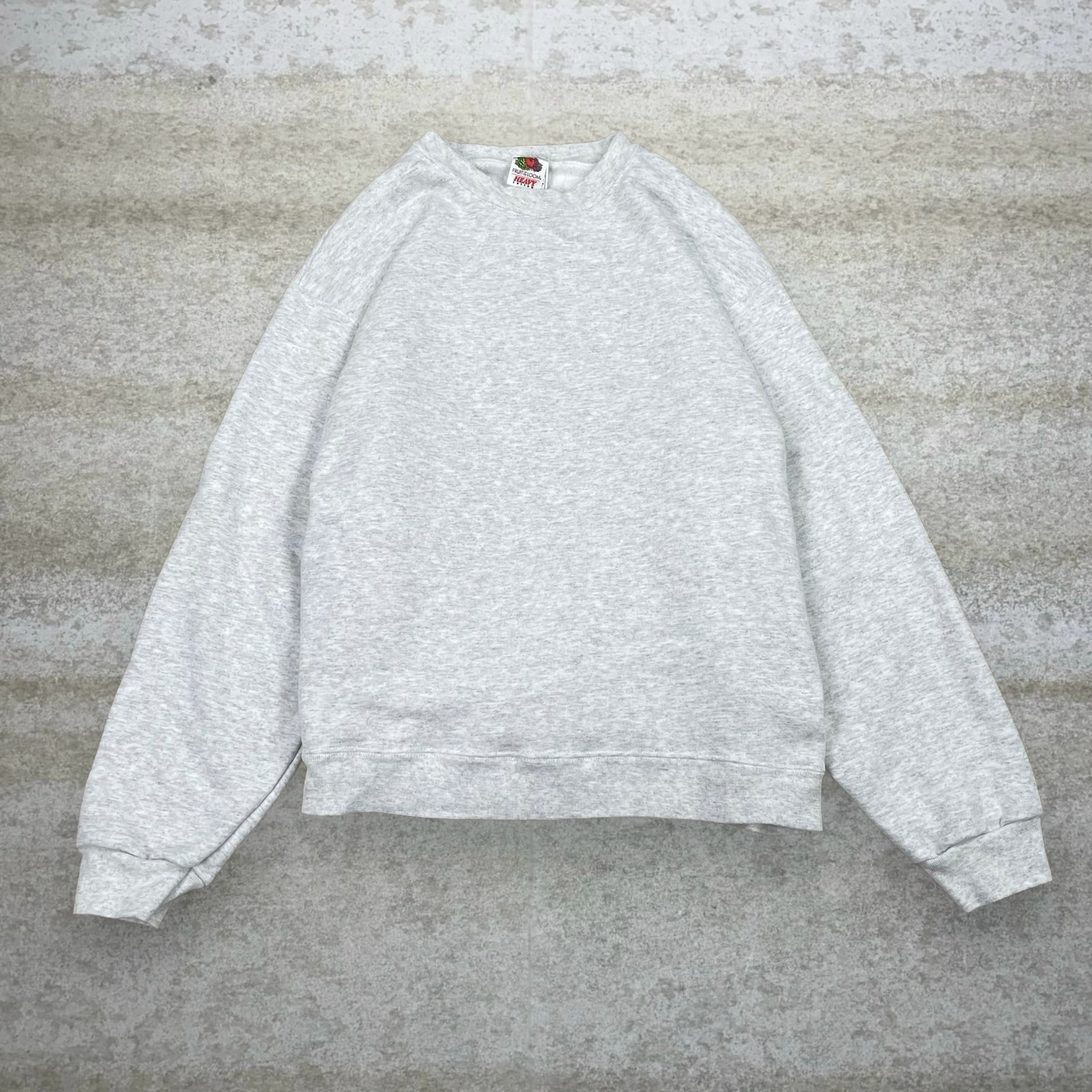 Vintage Fruit of the Loom Sweatshirt Light Grey Blank Heavy Cotton 90s