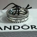 Pandora authentic brand new sterling silver logo pave cz & beads ring size 7