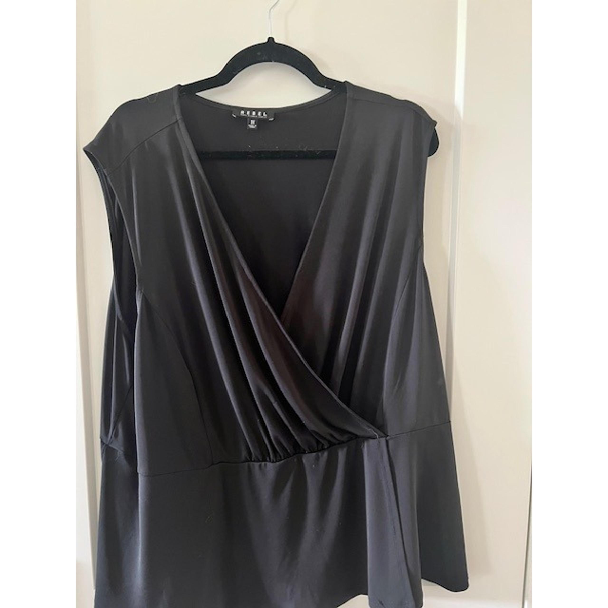 Rebel Wilson x Angels Black Faux Wrap Top Plus Size 3X