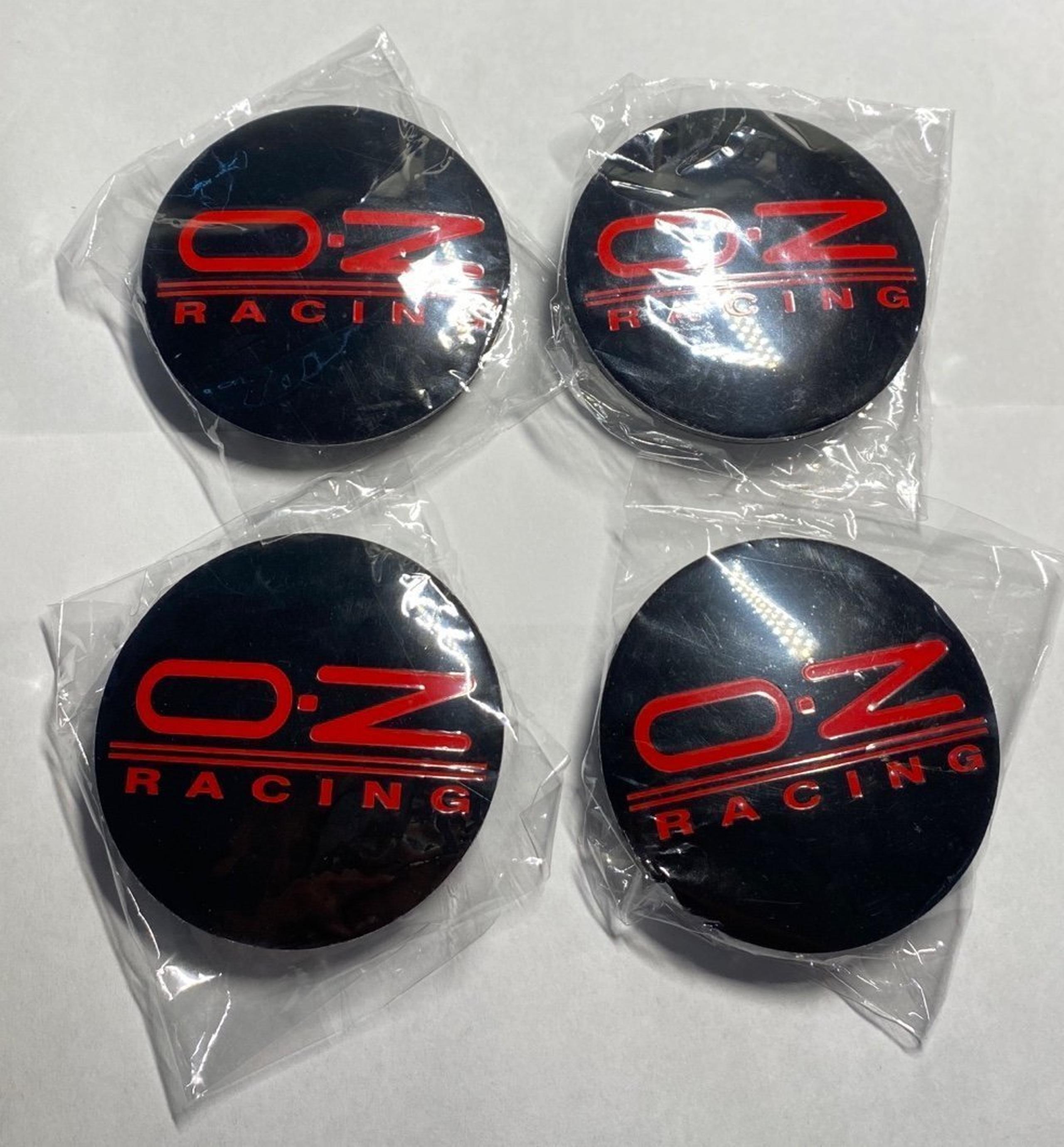 OZ Black, Red Wording M595 Wheel Center Caps PA66M15 62mm set of 4