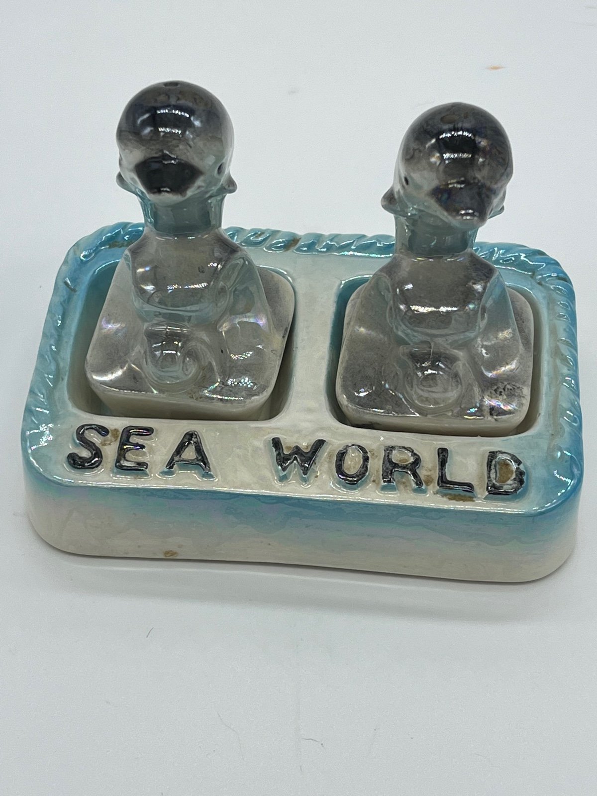 1974 Sea World Dolphins 3pc Salt and Pepper Shakers Vintage Collectible