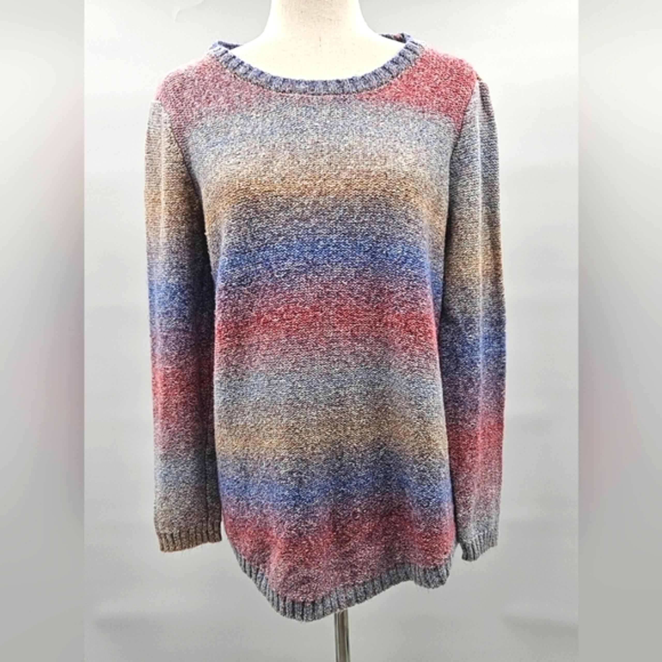 Crewneck Ombre Stripes Muted Colors Size Large - Erika