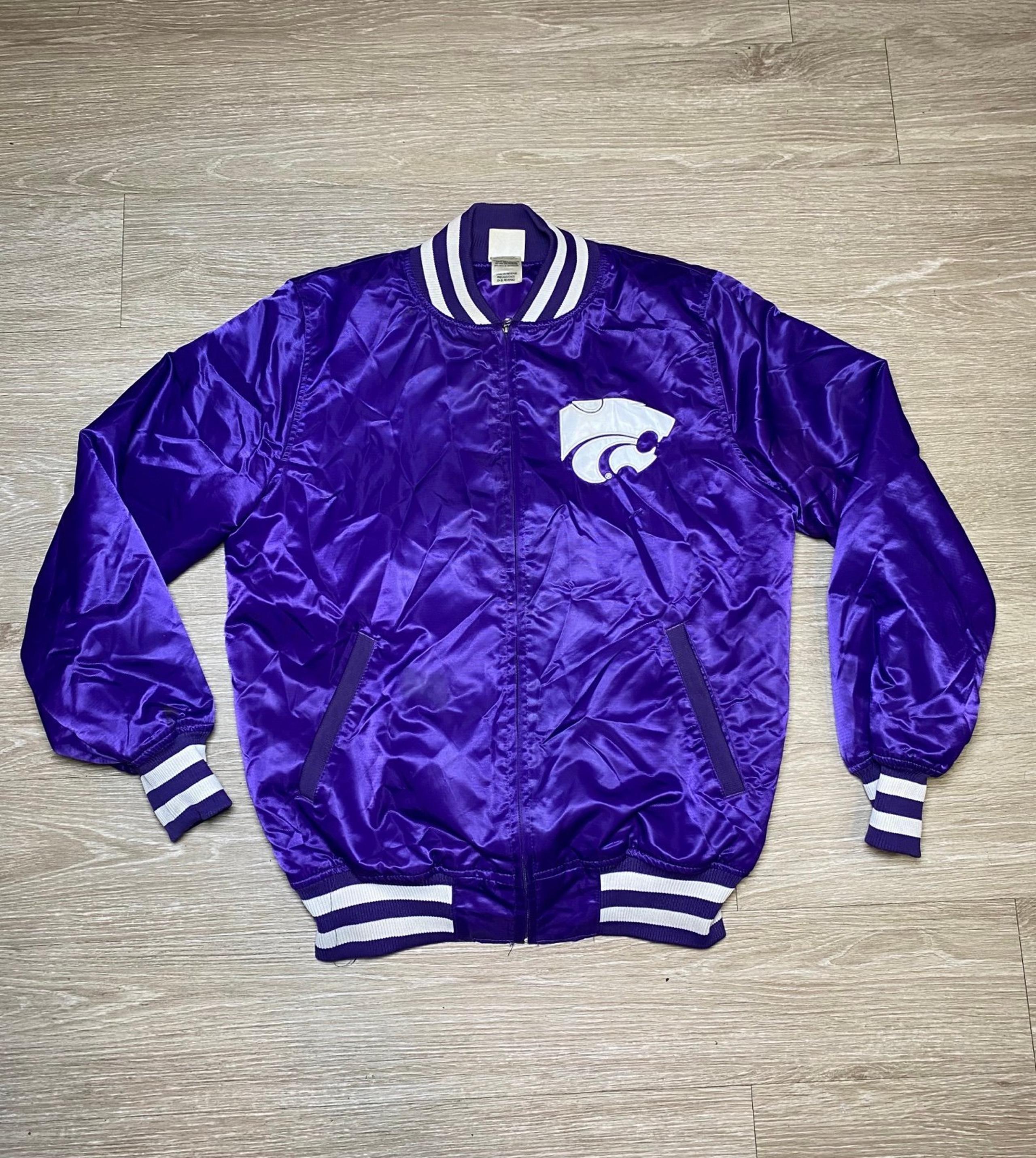 Vintage 90’s Kansas State Wildcats Knights Satin Zip Up Jacket Men’s Size MEDIUM