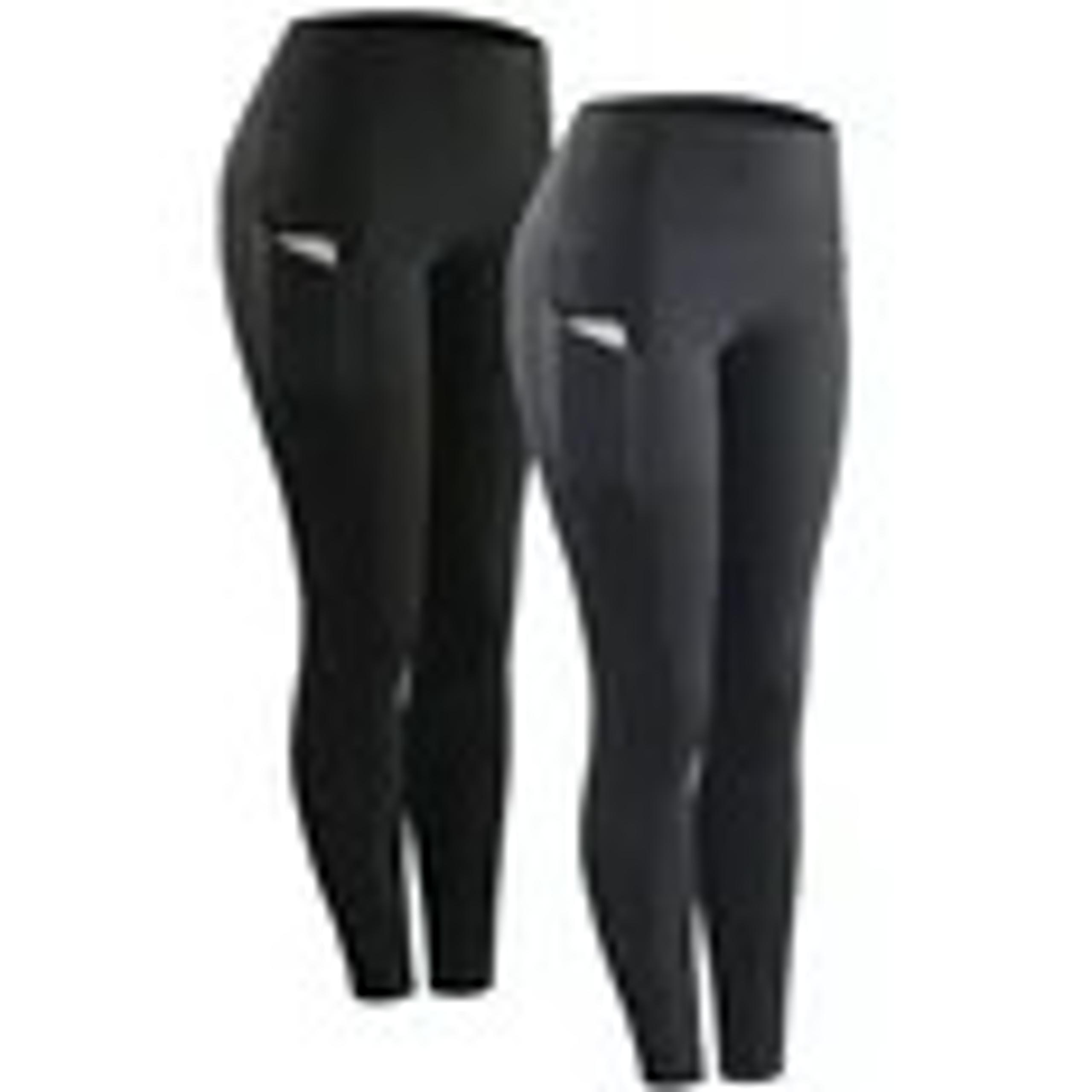 NELEUS Womens High Waist Running Workout Leggings with Side Pocket,Black+Gray