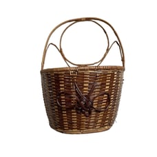 Vintage boho wall hanging Wicker cottagecore basket