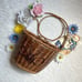 Vintage boho wall hanging Wicker cottagecore basket