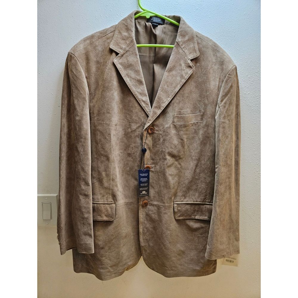 Stafford Suede Tan Blazer Sport Coat Jacket XL NEW