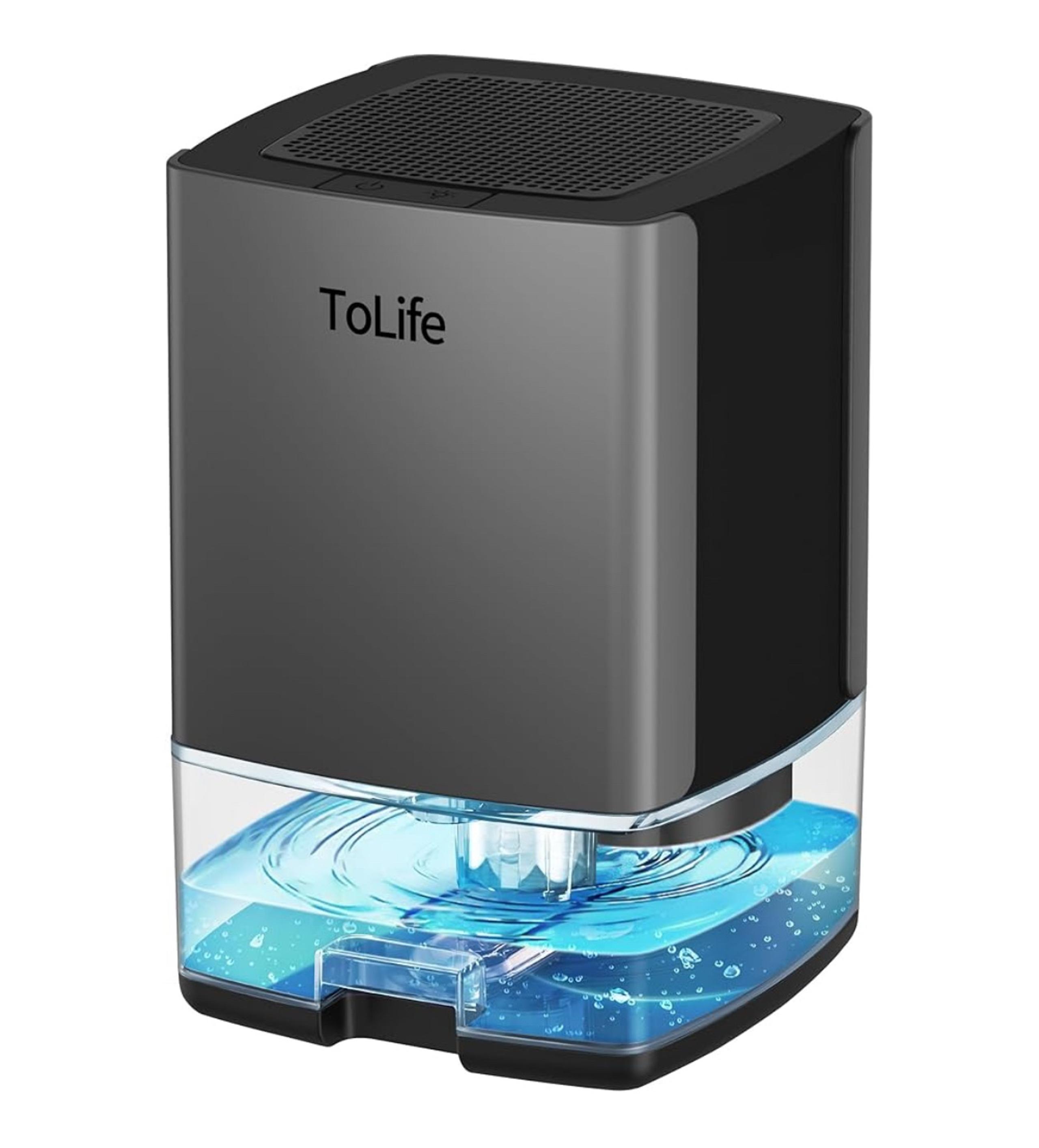 ToLife Dehumidifiers for Home. 30 OZ Water Tank,Auto-Off 500 sq.ft - Light Gray
