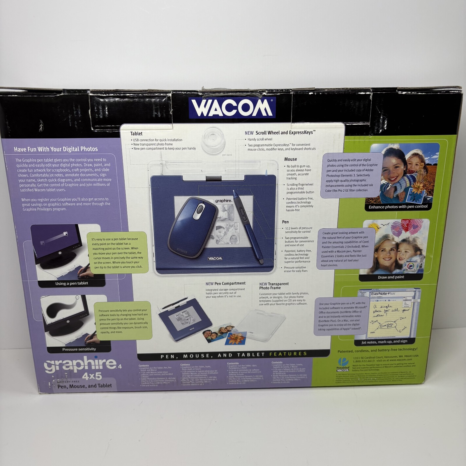 Wacom Graphire 4 USB Tablet Mouse Pen Holder 4x5 Digital Photo Edit CTE 440B