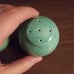 Vintage Mcm Set Of Round Pottery Glazed Blue/Green Teal Speckled Salt & Pepper