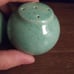 Vintage Mcm Set Of Round Pottery Glazed Blue/Green Teal Speckled Salt & Pepper