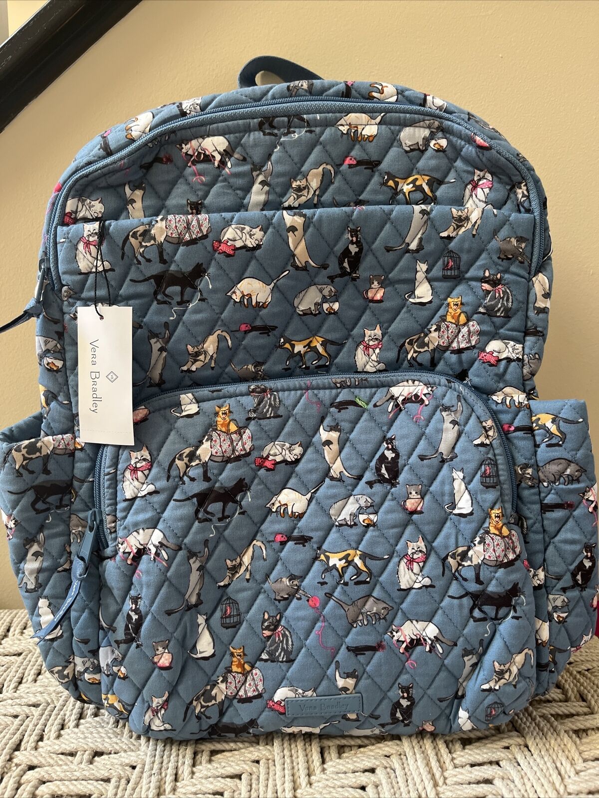 VERA BRADLEY Cat’s Meow Backpack Essential Large Laptop School School Bag NWT