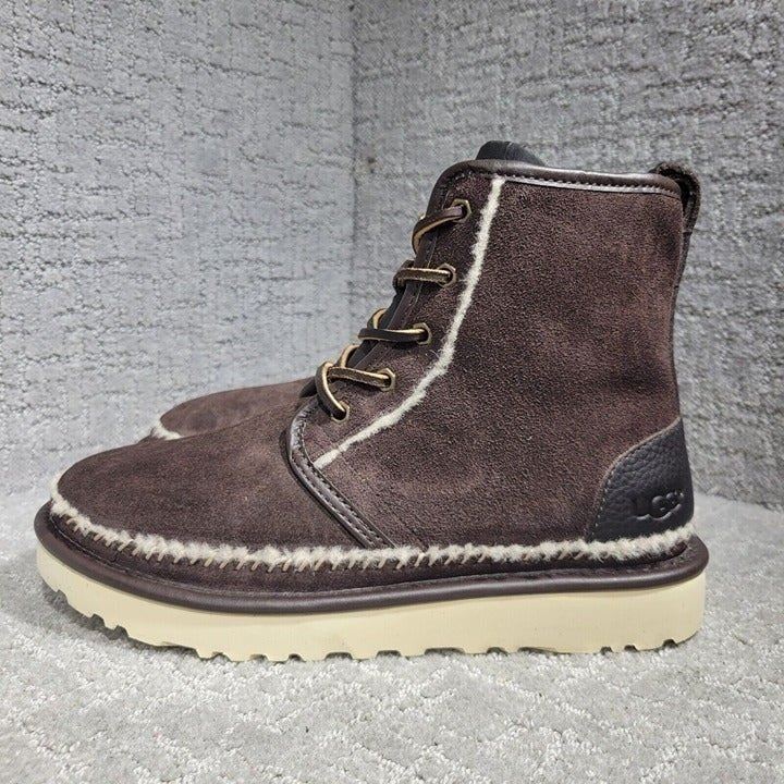 Ugg Harkley Stitch Mens Size 8 Brown Suede Lace Up Ankle Snow Boots 1094397