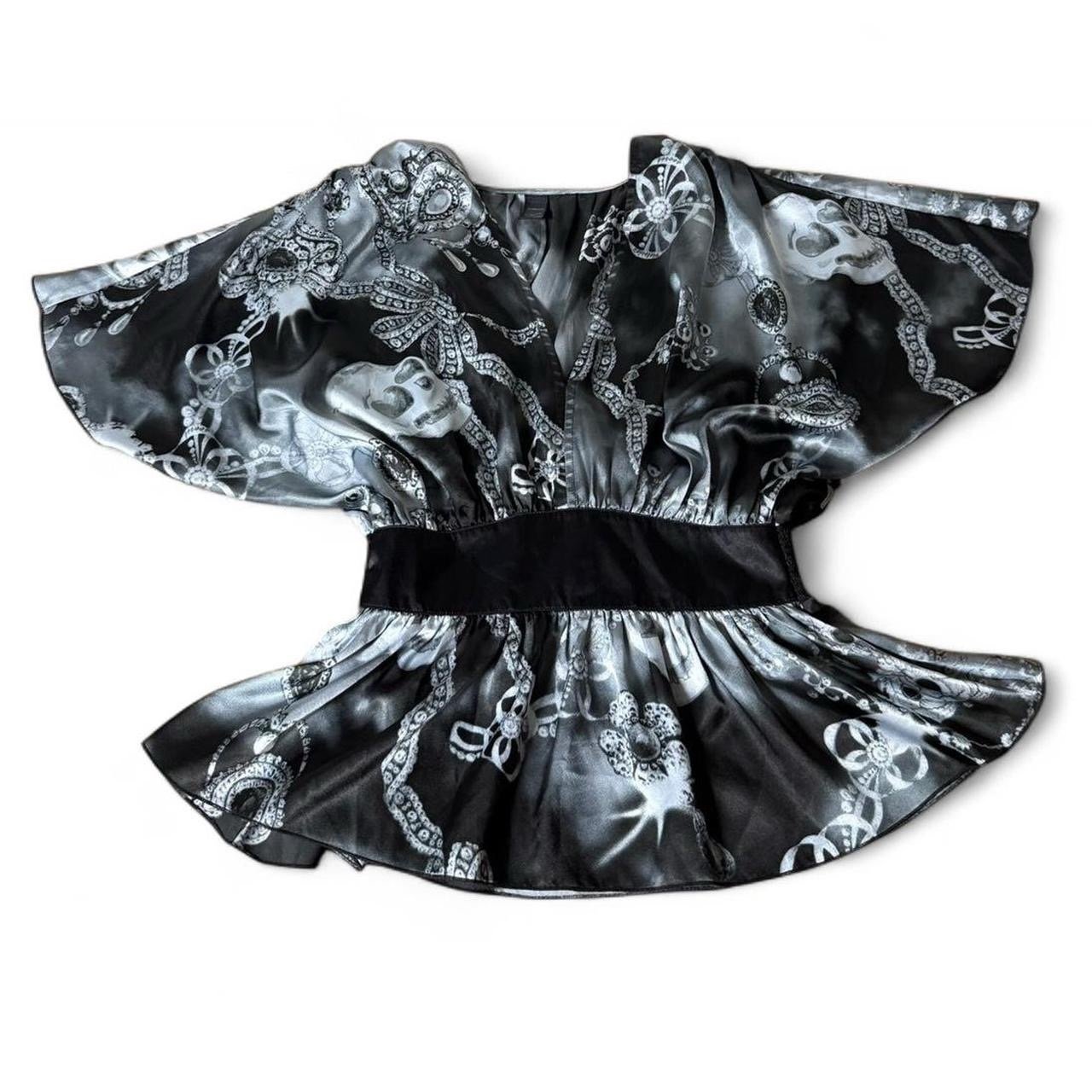 Y2k Mcbling Vintage Victorias Secret XS Halloween Skulls and Diamonds Satin Top