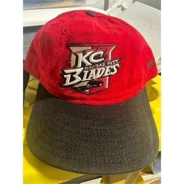 RARE NEW ERA Red Kansas City Blades Minor League Hockey Hat Adult OSFA