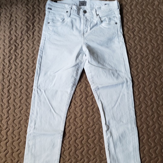 Citizens of Humanity Elsa Mid Rise Slim Fit Crop Raw Hem White Jeans