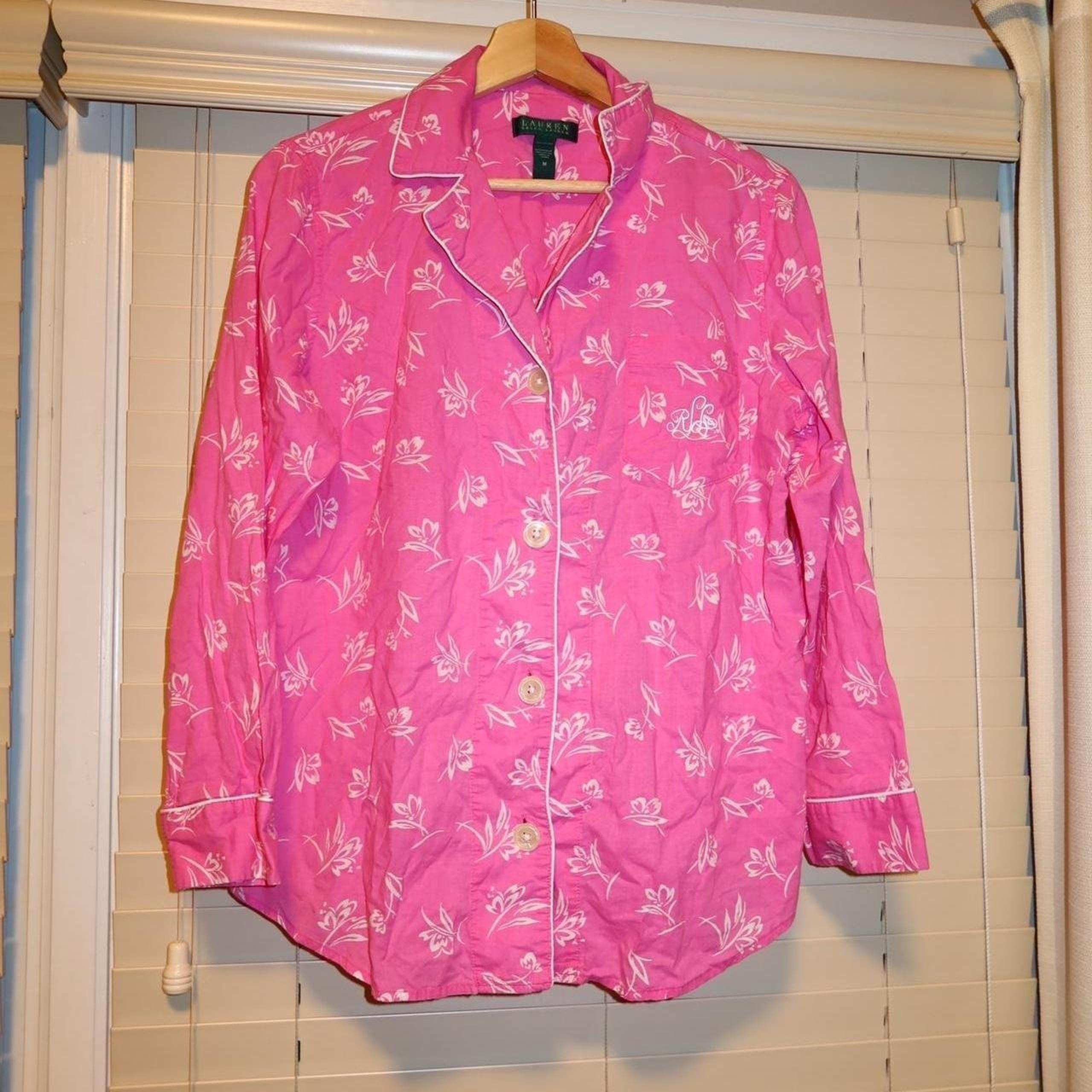 Ralph Lauren Pink and White Floral Pajama Top