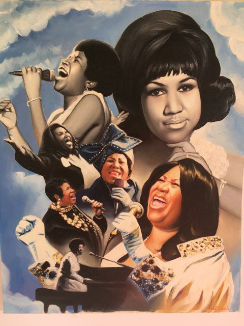 ARETHA FRANKLIN Hand Painted canvas