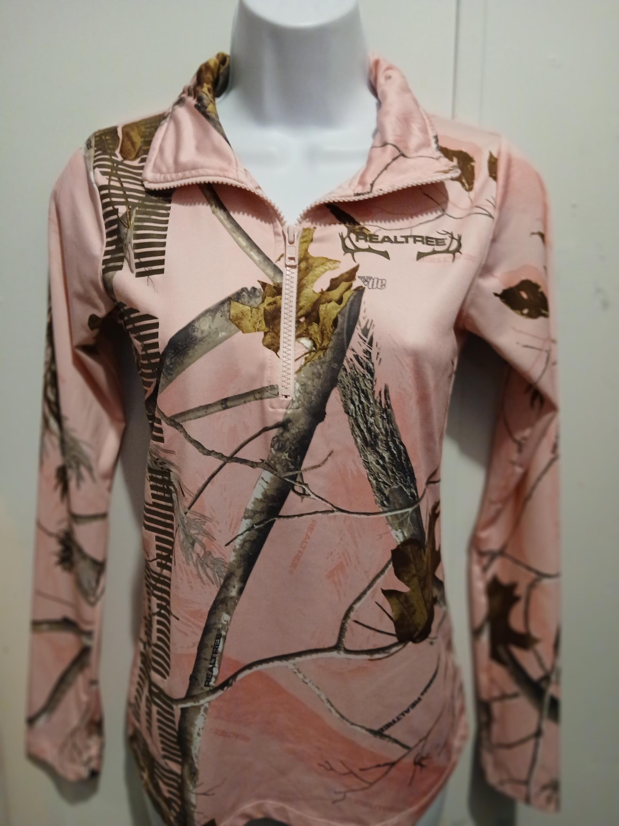 Realtree Pink Camo Camouflage Womens 1/4 Zip Shirt Jacket Size M Medium