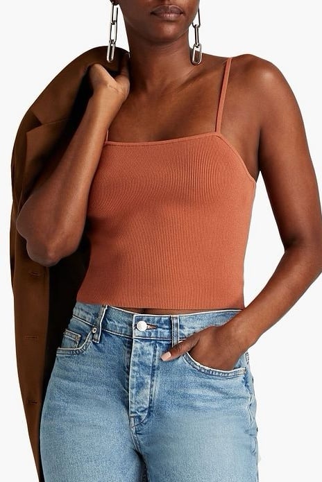 A.L.C Darby brown ribbed cropped tank