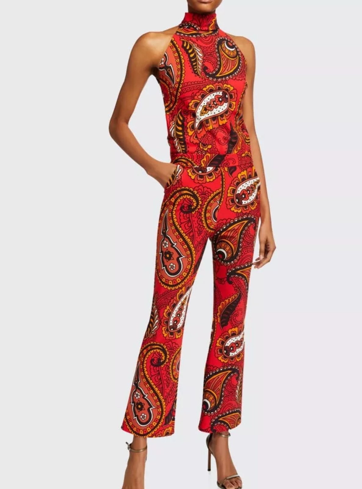 CHIARA BONI LA PETITE ROBE Niche Paisley Flare Ankle Pants And Top Set 48/12