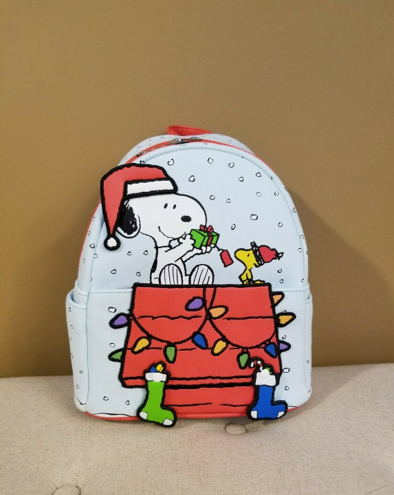 Loungefly Peanuts Gift Giving Snoopy & Woodstock Backpack Christmas Bag NEW
