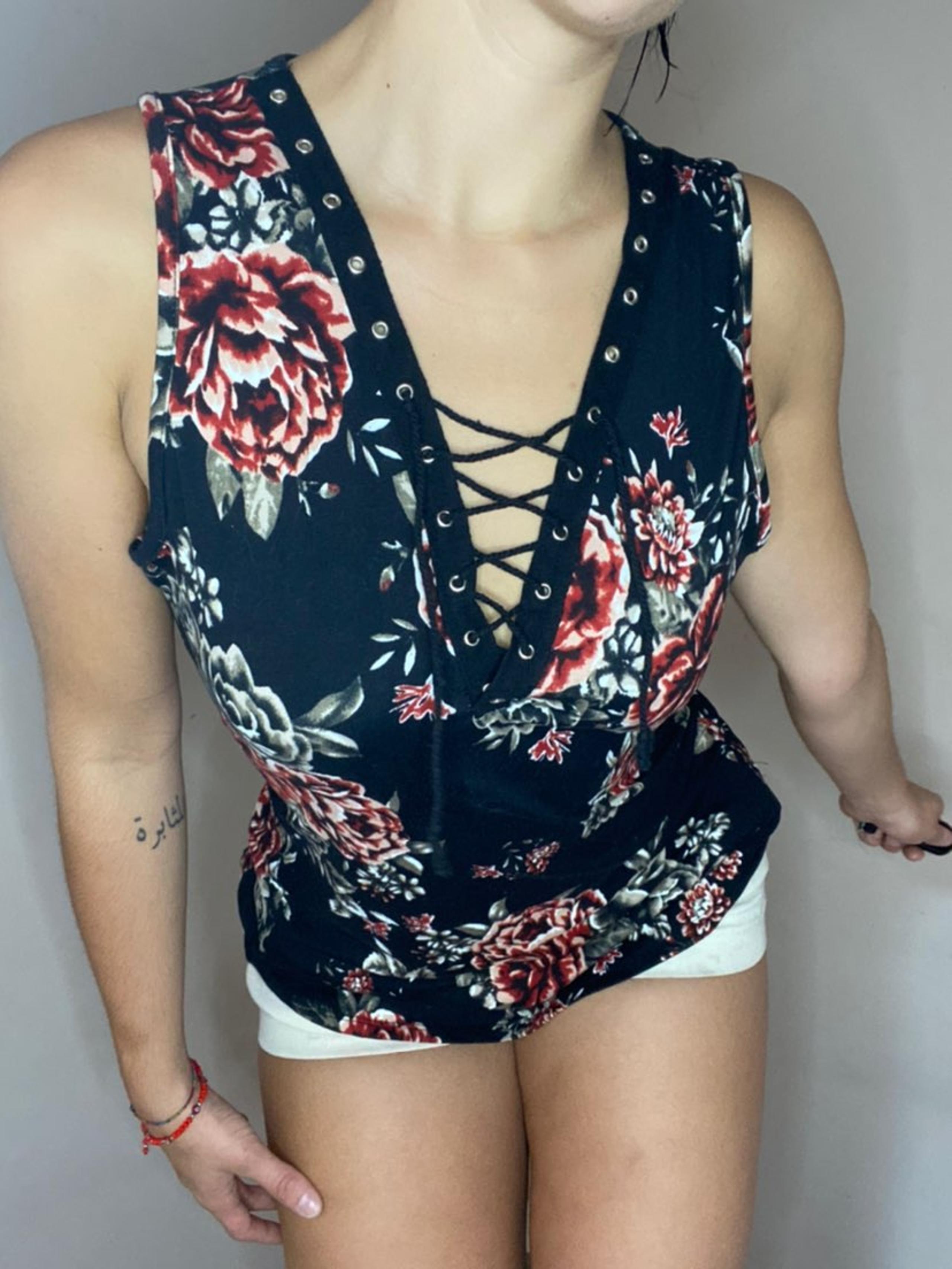 Black Floral Top {Mustard seed