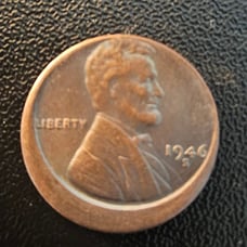 1946 s mint mark penny offcentered stamped