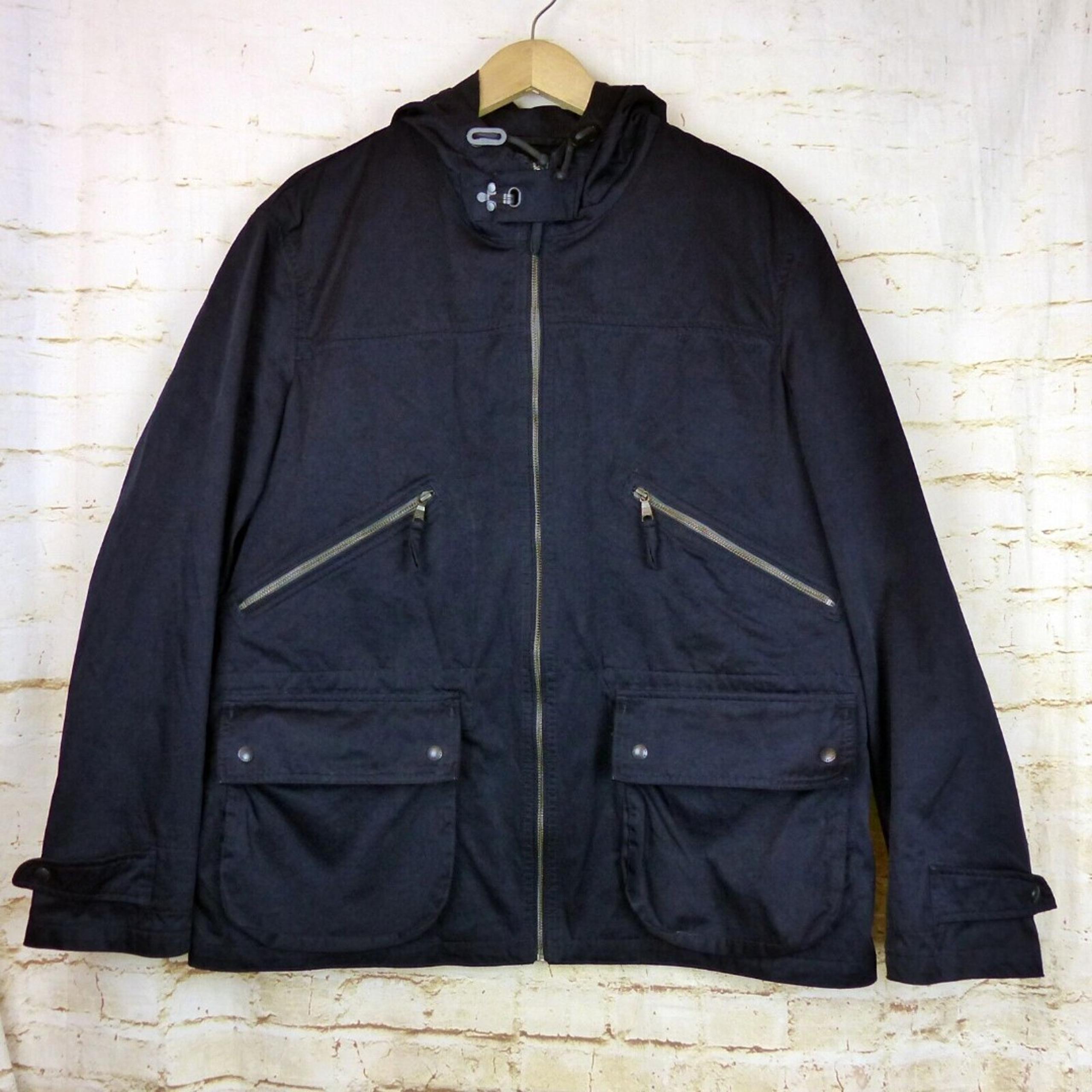 Banana Republic Mountain Parka Jacket Men XL Navy Blue Zip Utility Hood Gorpcore
