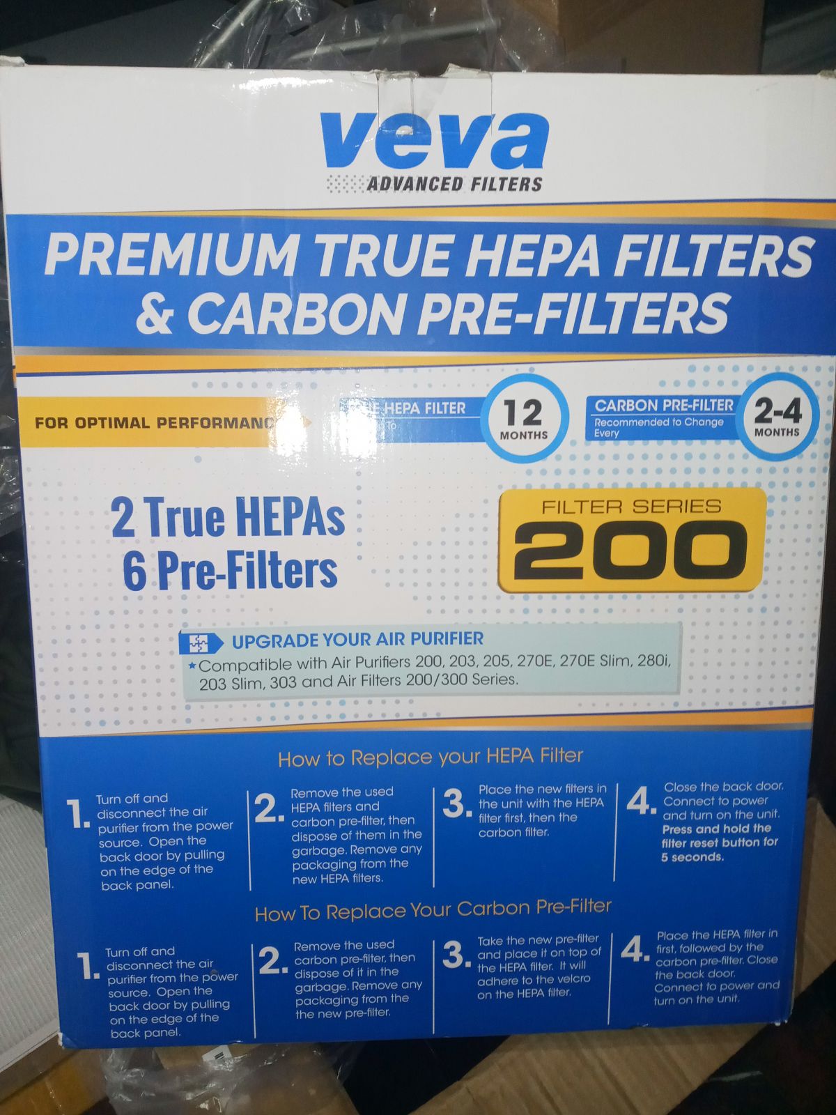 Veva filter series200 2 true hepas 6 pre