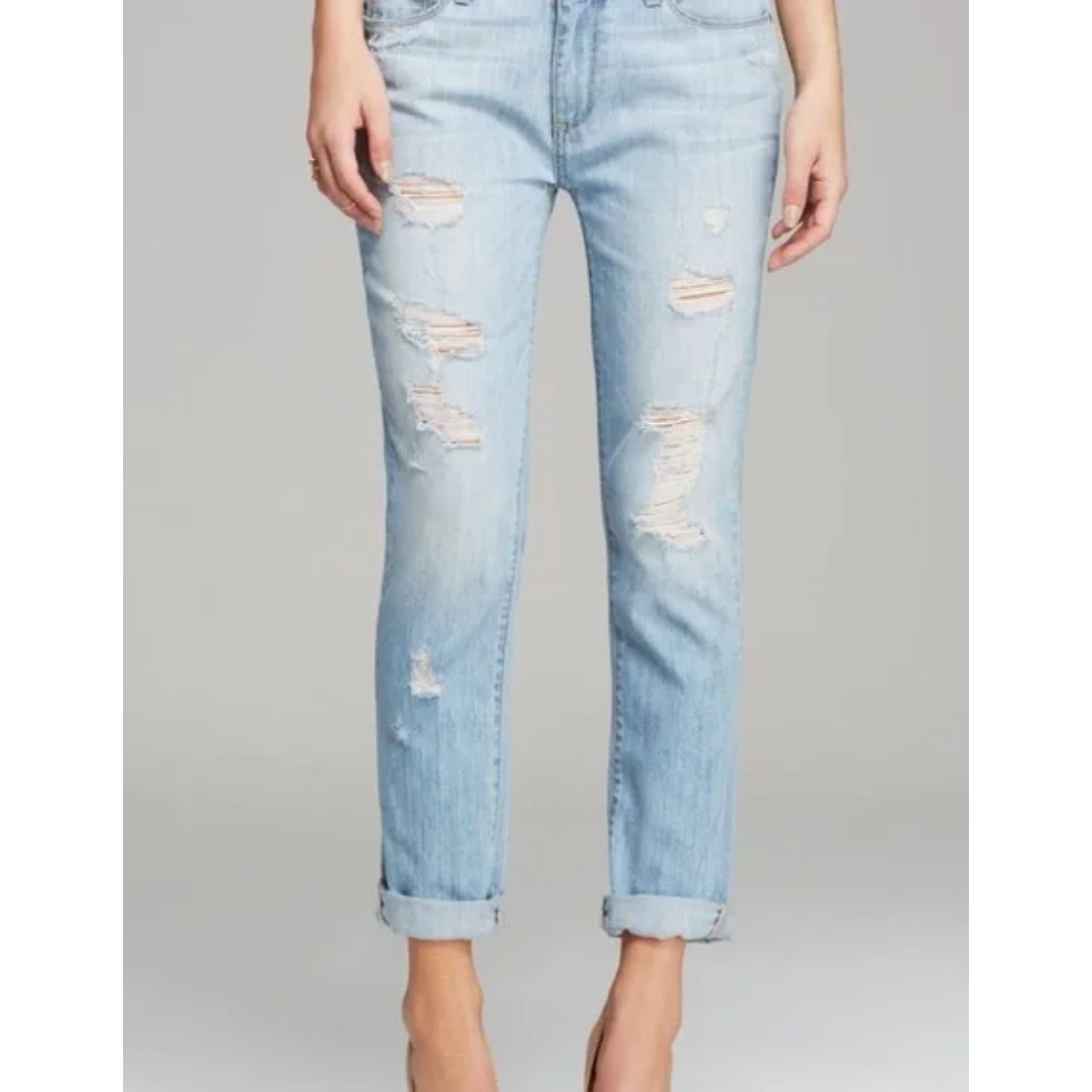 Paige Jimmy Jimmy Skinny Slim Boyfriend Light Wash High Rise Distressed Jeans