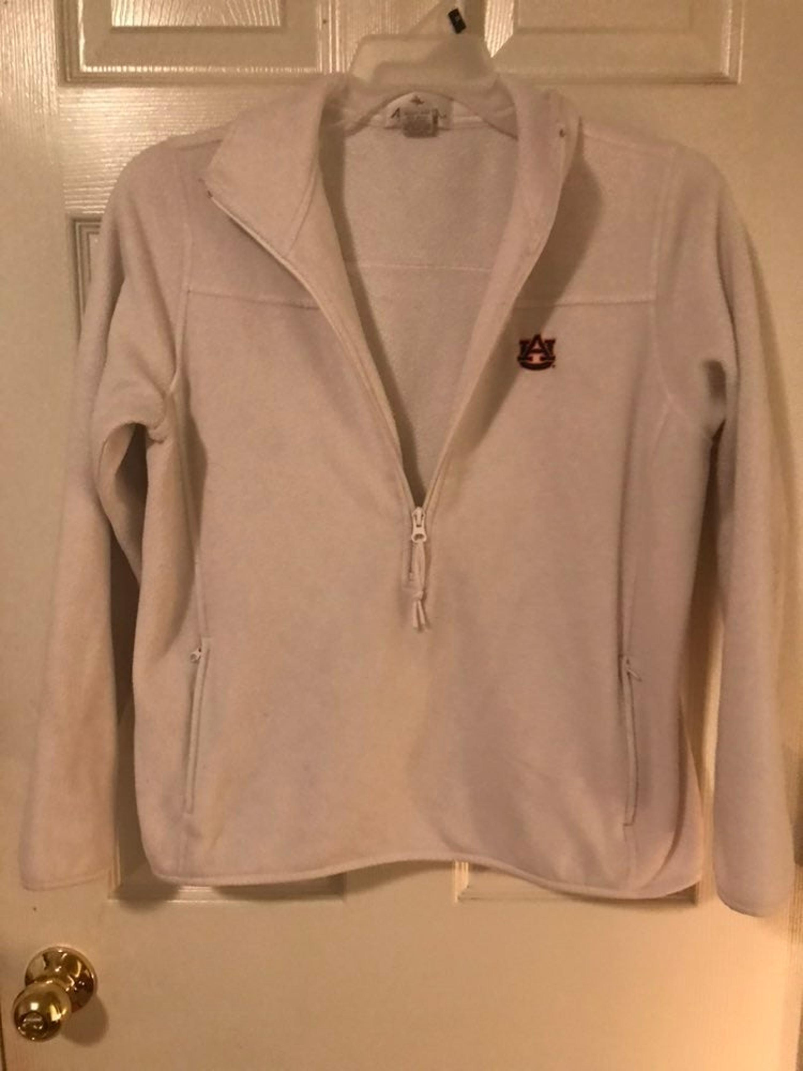 Auburn University White Small Zip Fleece Pullover #4