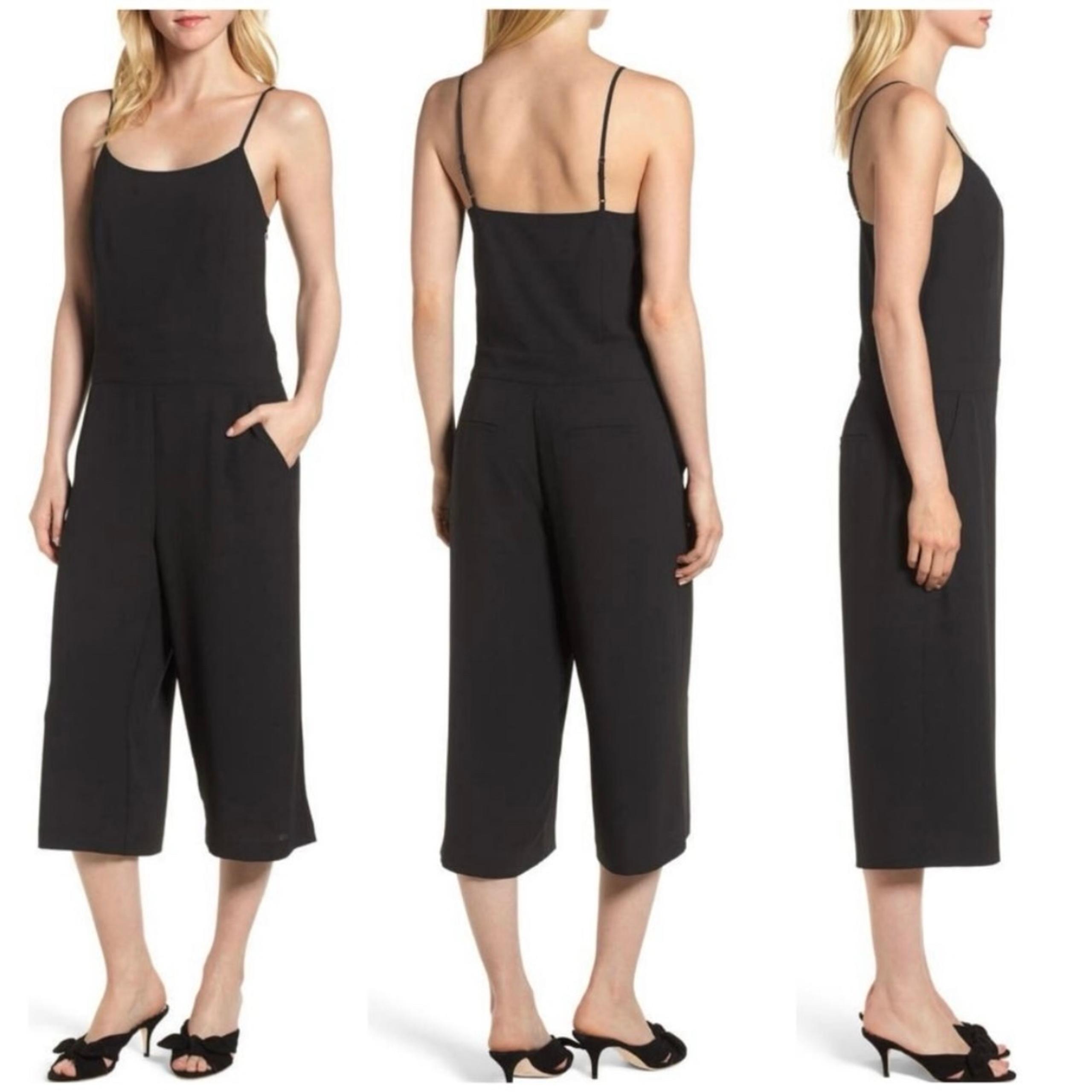 1. State Cropped Jumpsuit Black Sleeveless Scoop Neck Culotte Women’s Size XS