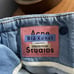 ACNE STUDIOS Bla Konst Light Denim Jean Pleated Belted Skirt Size 36