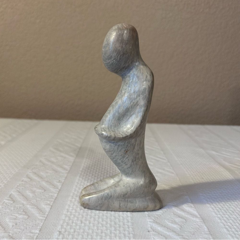Hand Carved Pregnant Stone Sculpture Made in Kenya 7X2