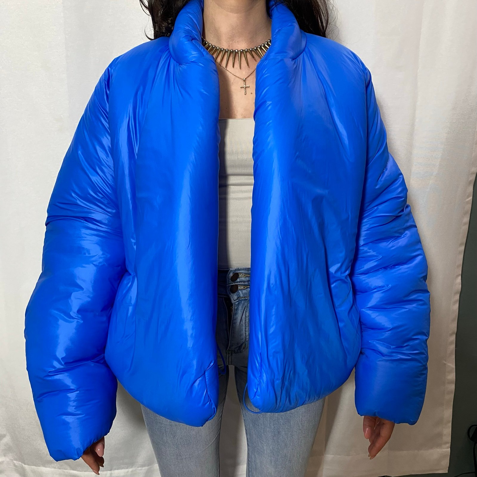 Kanye West Ye Yeezy YZY Gap Puffer Round Jacket in Blue Size M EUC