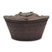 Vintage Rattan Basket w Metal Handle & Lid Latch & Velvet Lining