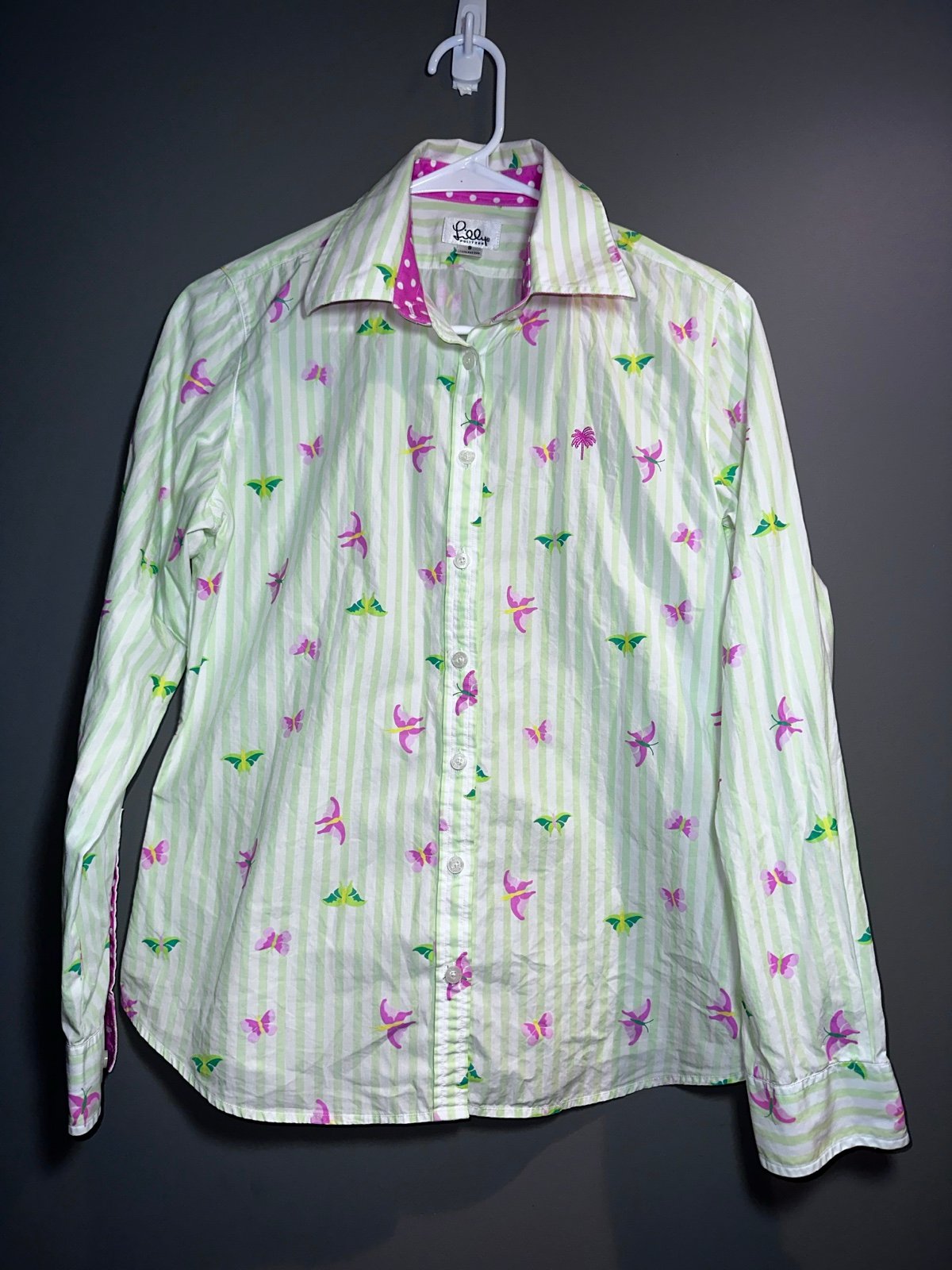 Lilly Pulitzer Butterfly Stripe Button Down Shirt Women’s Size 8