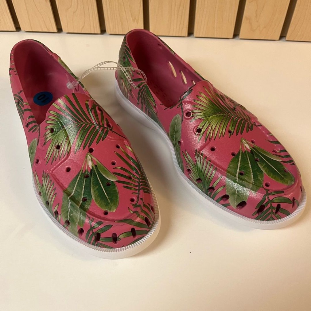 Sperry Float Palm Pink Classic Boat Shoe- Magenta/Kelly Green Palm Print Size 10