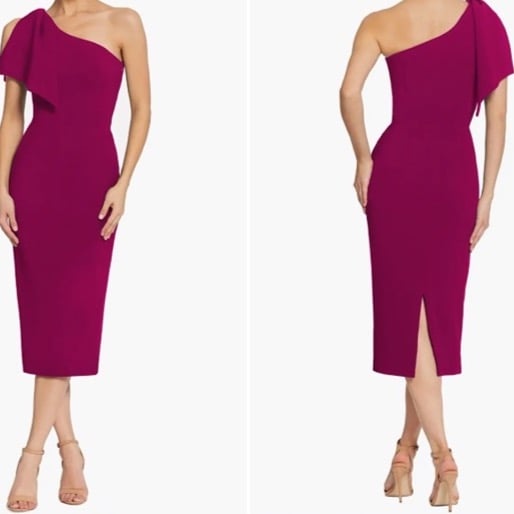DRESS THE POPULATION Tiffany One Shoulder Midi Dress Size: S