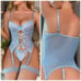 ️ NEW 4pack Lace Up Front Contrast Mesh Lace Garter Underwire Lingerie Set