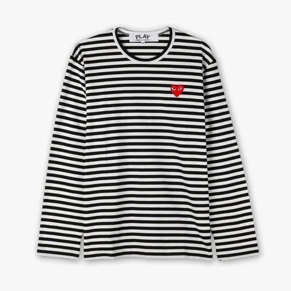 COMME DES GARÇONS PLAY Striped Logo Long Sleeve
