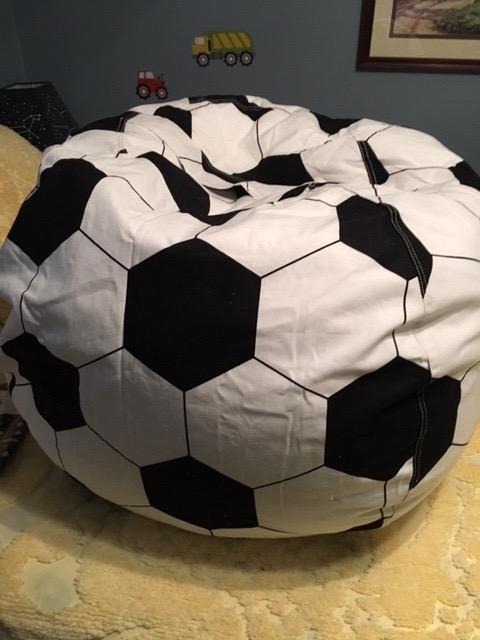 Stuffed Animal Storage Bean Bag Chair Cover for Kids, Soccer Velvet, Large