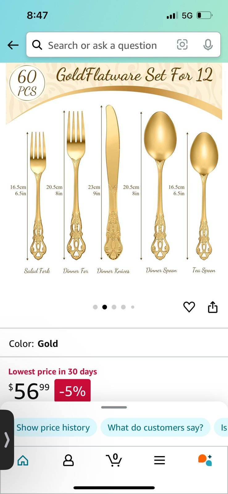 Gold Silverware Set - 81 pieces